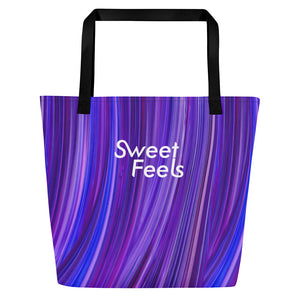 Large SweetFeels Amethyst-Striped Tote Bag/Beach bag