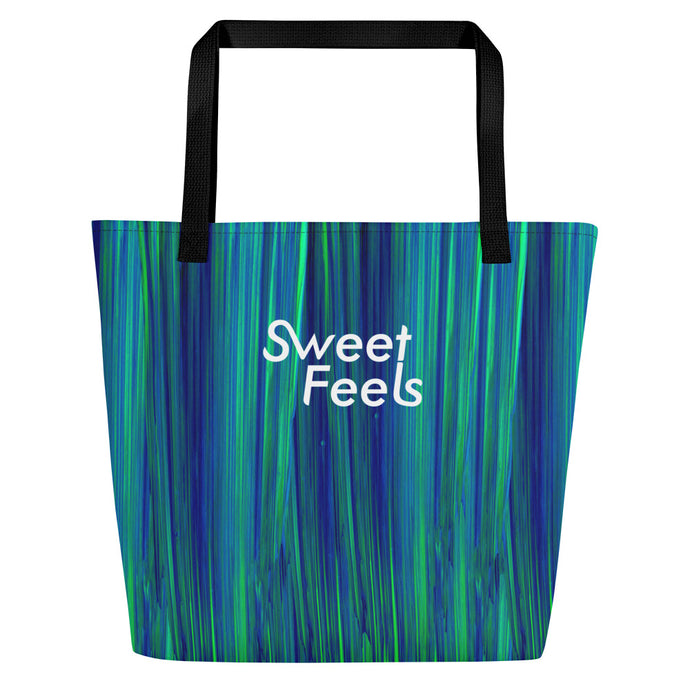 Large SweetFeels Ocean-Striped Tote Bag/Beach bag