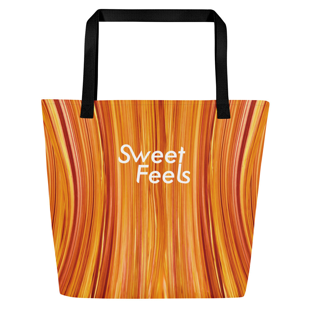 Large SweetFeels Fire-Striped Tote Bag/Beach bag