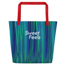 Load image into Gallery viewer, Large SweetFeels Ocean-Striped Tote Bag/Beach bag