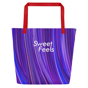 Large SweetFeels Amethyst-Striped Tote Bag/Beach bag