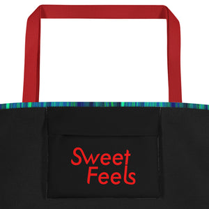 Large SweetFeels Ocean-Striped Tote Bag/Beach bag