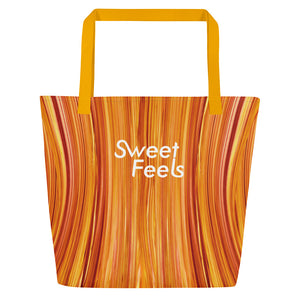 Large SweetFeels Fire-Striped Tote Bag/Beach bag