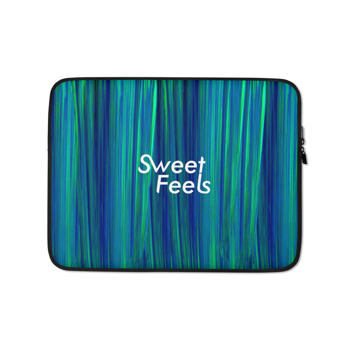 SweetFeels Ocean-Striped Laptop Sleeve